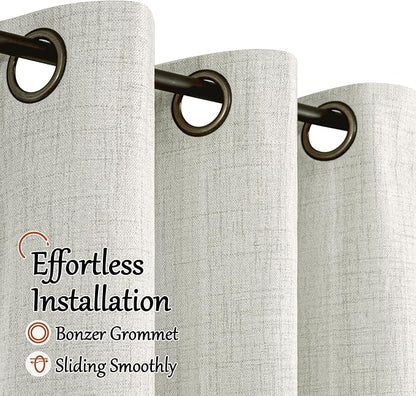 Linen Blackout Curtains for Bedroom Narrow Window, Thermal Insulated Complete Light Blocking Privacy Soundproof Small Curtains for Basement, Each 38 Inch Wide 63 Inch Length 2 Panels, Light Grey