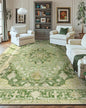 Area Rugs 10'x14' Washable Non-Slip, Floral Vintage Distress Print Pattern Medallion Carpet for Living Room Bedroom Dining Room, Sage Green Yellow