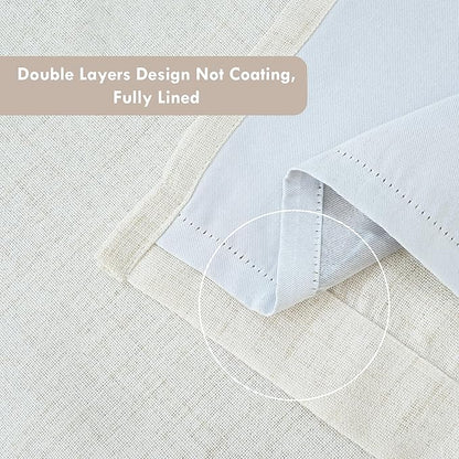 DriftAway Double Layer Linen Blackout Tie Up Curtains Thermal Insulated Fully Lined Balloon Roman Shade Bathroom Window Adjustable Rod Pocket for Small Window 25 Inch by 47 Inch Beige