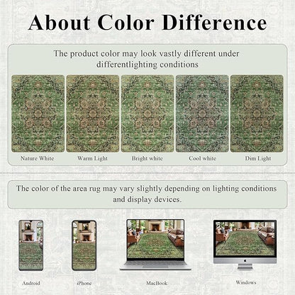 4x6 Area Rug for Bedroom Machine Washable Low Pile Vintage Distressed Rugs Stain Resistant Faux Wool Rug Ultra Soft Non-Slip Area Rugs for Living Room, Playroom, Kitchen,Home Office