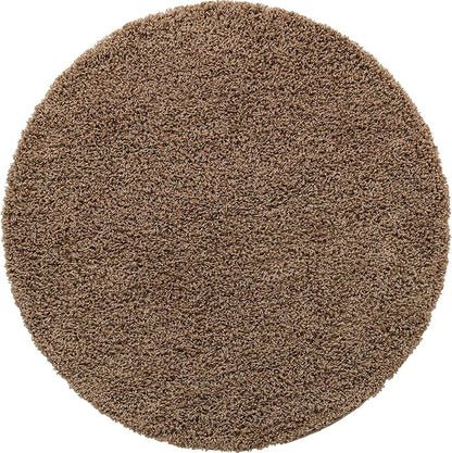 Unique Loom Solid Shag Collection Area Rug (5' 1" Round, Sandy Brown)