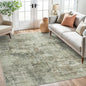 Abstract Rug 5x7 Machine Washable Area Indoor Green Black Low Pile Non-Slip Foldable Thin Accent Rugs for Bedroom Living Room Dining Room