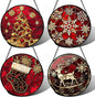 Stained Glass Window Hanging 4 Pcs Set Red Christmas Elk Snowflakes 9.8" - Deer Suncatcher Door Garden Sun Catcher Decor Birthday for Mom Woman Nana Men Friend