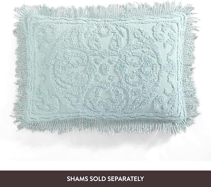 Beatrice Home Fashions Medallion Chenille Bedspread, Full, Blue