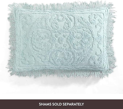 Beatrice Home Fashions Medallion Chenille Bedspread, King, Blue