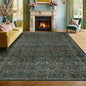 Vintage Washable Dark Green 10x14 Rug for Living Room - Extra Large Area Rug for Dining Room Under Table, Soft Low Pile Carpet for Bedroom - Vintage Floral Design Non-Slip (10x14 Dark Green)