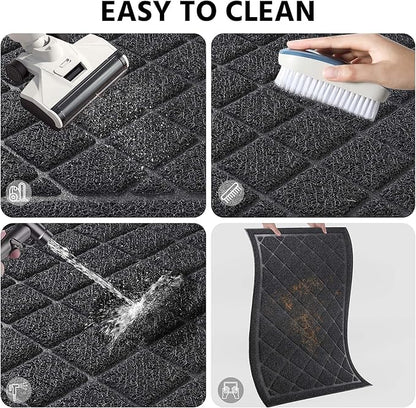 Front Door Mat Indoor Outdoor Entrance, 36" x 48" All-Season Heavy Duty Waterproof Doormat, Non-Slip Absorbent Entryway Mat, Easy to Clean, Low Profile Commercial Floor Mat for Indoor Outdoor