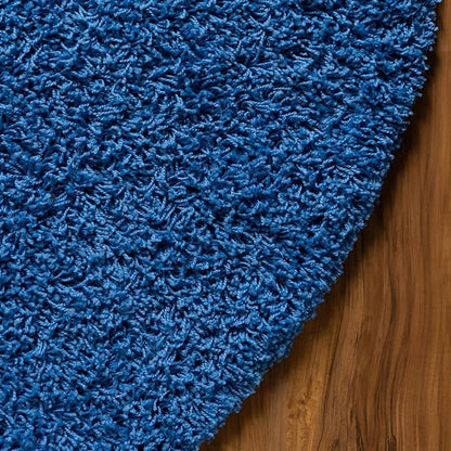 Unique Loom Solid Shag Collection Area Rug (5' Round Periwinkle Blue)