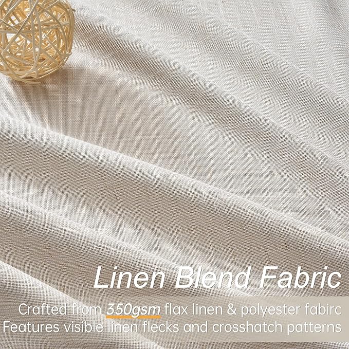 Topfinel 90 Inches Long Full Blackout Linen Curtains for Bedroom, Oatmeal Pinch Pleated Sound Block Curtains, Beige Decorative Elegant Farmhouse Lined Drapes 2 Panels Set for Living Room Sliding Door