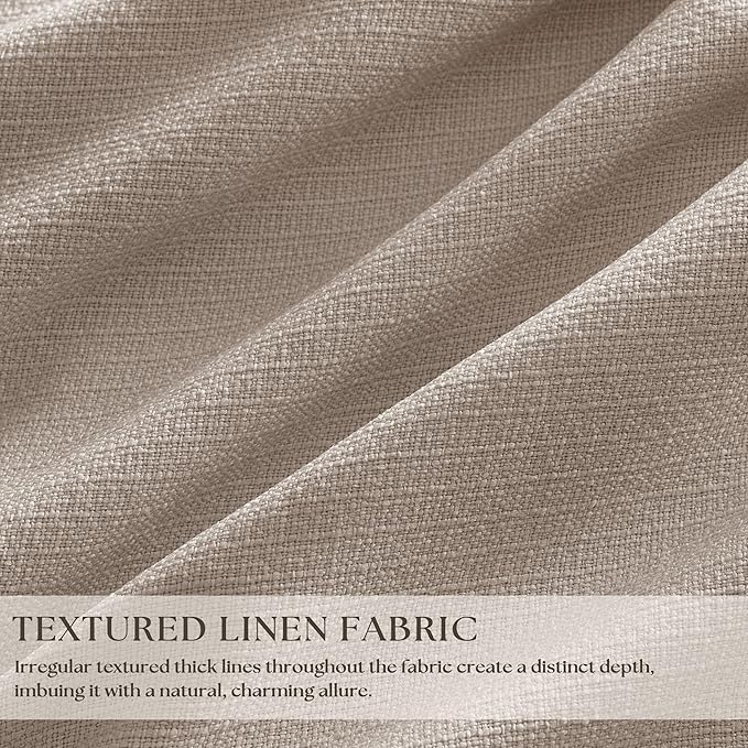Dark Flax Linen Pinch Pleated 100% Blackout Curtains 90 Inch Length 2 Panels Set Burlywood Birch Tan Brown Pinch Pleat Curtains Black Out Blocking Room Darkening Drapes for Bedroom Living Room Window