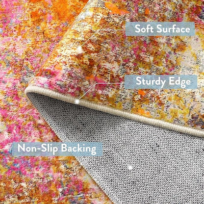Lahome Modern Abstract Runner Rug - 2x6 Colorful Runners for Hallways Non Skid Laundry Room Rug Washable Carpet Runner, Rainbow Soft Non Slip Indoor Throw Runner for Bedroom Kitchen Bathroom