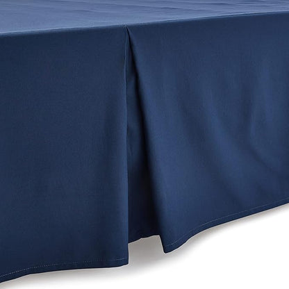 Amazon Basics Lightweight Pleated Bed Skirt, Full, Navy Blue, Solid