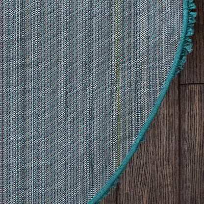 Unique Loom Solid Shag Collection Area Rug (4' 1" Round, Deep Aqua Blue)