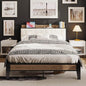 LIKIMIO Full XL Bed Frames, Storage Headboard with Charging Station, Solid and Stable, Noise Free, No Box Spring Needed, Easy Assembly, Wood and Cream