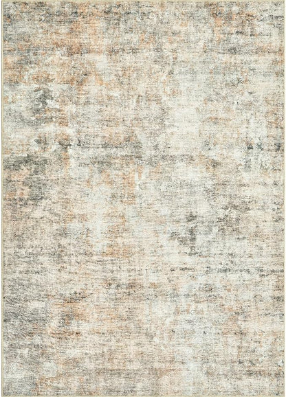 Abstract Rug 5x7 Machine Washable Area Indoor Orange Low Pile Non-Slip Foldable Thin Accent Rugs for Bedroom Living Room Dining Room