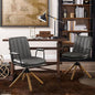 Art Leon Desk Chair No Wheels, Set of 2, Mid Century Modern Swivel Chair with Oak Wood Legs, Faux Leather Home Office Desk Chairs for Bedroom Living Room, Gray