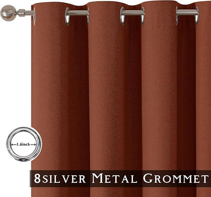 ChrisDowa 100% Blackout Terracotta Solid Curtains 45 Inches Long 2 Panels for Bedroom Living Room,Farmhouse Room Darkening Thermal Insulated Soundproof Grommet Top Window Treatment Drapes,52x45