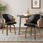 Art Leon Swivel Dining Chairs, Set of 2, Mid Century Modern Faux Leather Upholstered Kitchen Dining Room Chairs, Accent Desk Chairs with Wood Legs, Black/Walnut