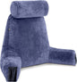 Husband Pillow Medium Dark Blue, Backrest for Kids, Teens, Petite Adults - Reading Pillows with Arms, Adjustable Loft, Plush Memory Foam, Bed Rest Chair Sitting Up, Detach Neck Roll, Removable Cover