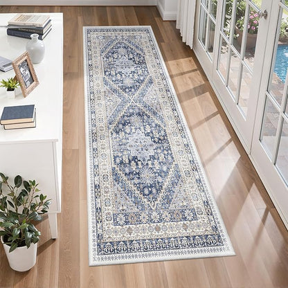 zesthome Runner Rug 2x5 - Stain Resistant Machine Washable Rug, Non Slip Vintage Hallway Runner Rugs, Low Pile Lightweight Runners for Kitchen, Entryway and Corridor