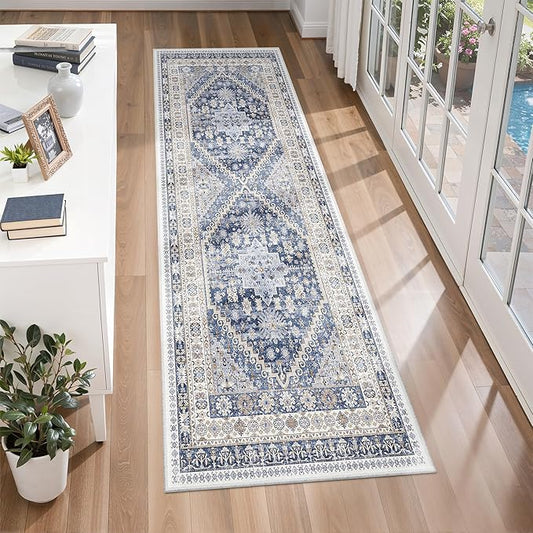 zesthome Runner Rug 2x5 - Stain Resistant Machine Washable Rug, Non Slip Vintage Hallway Runner Rugs, Low Pile Lightweight Runners for Kitchen, Entryway and Corridor