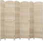 HOMCOM 6 Panel Room Divider, 6' Tall Folding Privacy Screen, Hand-Woven Freestanding Wall Partition for Home Office, Bedroom, Washed Oak