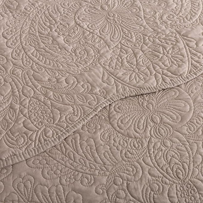 HoneiLife Queen Quilt Bedding Set - Microfiber Quilt Sets for Queen Bed, 3-Piece Lightweight Bedspreads,Reversible Coverlets Rustic Bedlinen Sets, Floral Bedding Set All Season Quilts-Dark Khaki