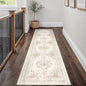 Runner Rug 3x10 Cream Hallway Washable Beige Carpet Non Slip Vintage Medallion Beige Carpet Low Pile Soft Distressed Retro Indoor Long Rug for Entryway Kitchen Bathroom Laundry Bedroom