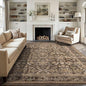 5x7 Area Rugs - Ultra-Thin Washable Rug with Non-Slip Backing, Ideal for Living Room, Bedroom, Dining Room Indoor - Vintage Floral, Easy Clean, Durable, Low Pile Rug Black