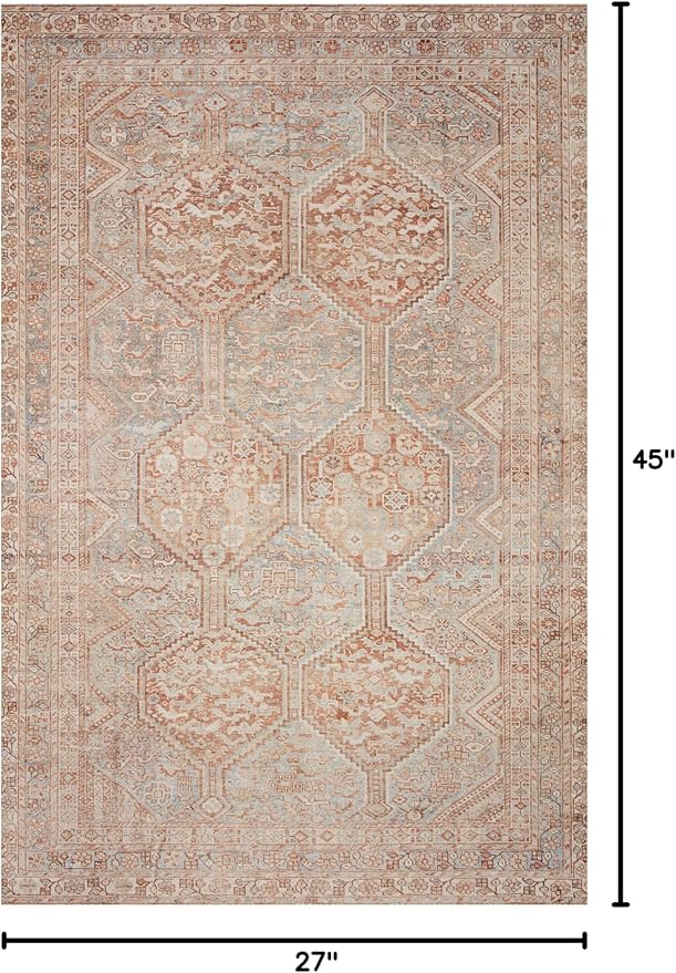 Loloi Chris Loves Julia Jules Collection JUL-04 Tangerine/Mist 2'-3'' x 3'-9'', .13" Pile Height, Accent Rug
