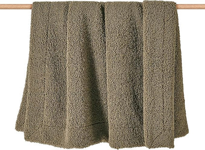 HiEnd Accents Teddy Throw Blanket, 60x90 inch, Dark Oak, Oversized Boucle Throw Blanket, Soft Cozy Classic Chic Casual Heavy Blanket, Modern Rustic Plush Comfy Warm Blanket for Bed, Sofa