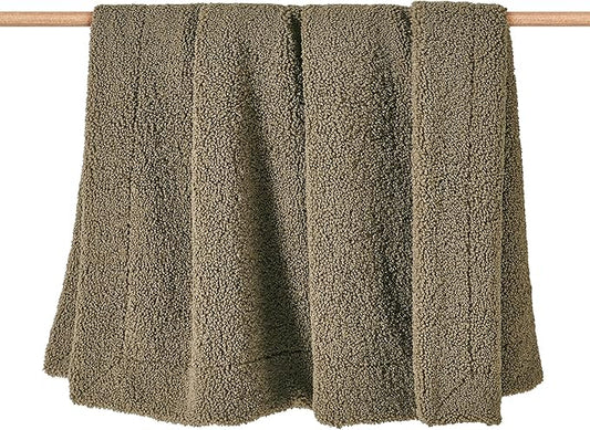 HiEnd Accents Teddy Throw Blanket, 50x60 inch, Dark Oak, Boucle Throw Blanket, Soft Cozy Classic Chic Casual Heavy Blanket, Modern Rustic Plush Comfy Warm Blanket for Bed, Sofa