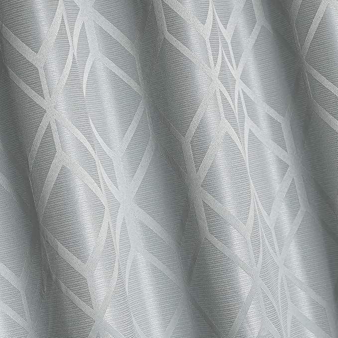 Amazon Basics Jacquard 2-Piece 100% Blackout Curtains, Living Room and Bedroom Drapes, Thermal Insulated Window Treatment, 52"x84", Light Grey