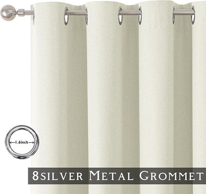 ChrisDowa 100% Blackout Iovry Solid Curtains 72 Inches Long 2 Panels for Bedroom Living Room,Farmhouse Room Darkening Thermal Insulated Soundproof Grommet Top Window Treatment Drapes,52x72
