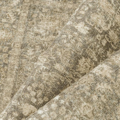 Brown Area Rug 5x7 Machine Washable Vintage Living Room Distressed Non Slip Carpet Traditional Indoor Bedroom Retro Floral Accent Throw Large Rug Office Kitchen Bathroom Dining Room