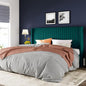 Allewie King Size Bed Frame/Velvet Upholstered Platform Bed/Vertical Channel Tufted Wingback Headboard/Strong Wooden Slats/No Box Spring Needed/Easy Assembly/Teal