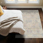 Vintage Washable Beige Blue Area Rugs for Bedroom Under Bed, Living Room, Nursery, Kitchen, Entryway, Low Pile Non Slip Stain Resistance Distressed Retro Indoor (Beige Blue, 4 x 6)