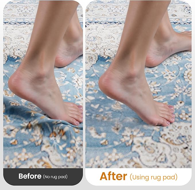 Non-Slip Rug Pad Gripper 2x8 Feet, Anti Skid Mat for Kitchen Hallway Runner Rug, Keep Rugs in Position and Safe, Thick Cushioned Carpet Pad for Hardwood Floors Protection