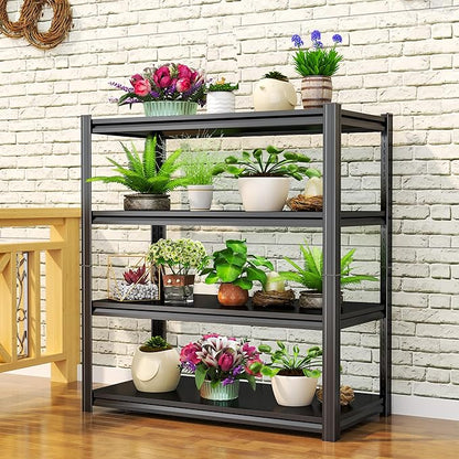 54'' Storage Shelves, Garage Metal Shelving Unit, Adjustable, Double-Layer Column with Reinforced Ribs, Heavy-Duty, Capable of Bearing 2400 lbs, Suitable for Garage, Warehouse, Kitchen Storage