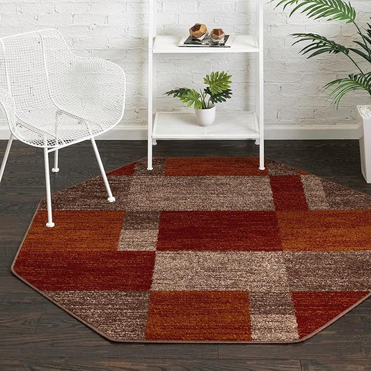 Unique Loom Autumn Collection Area Rug - Providence (7' 10" Octagon, Multi/ Beige)