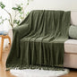 BATTILO HOME Olive Green Throw Blanket for Couch Bed Sofa, Soft Cozy Chenille Throw Blanket with Fringe Tassels, Lightweight Knit Throw Blanket for Home Decor, 50"x60"