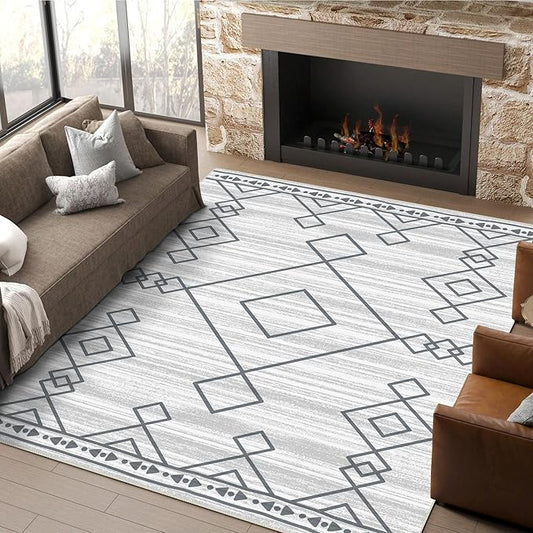 6x9 Area Rug, Ultra-Soft Washable Rug for Living Room, Dinner Room, Bedroom, Non-Slip Modern Westren Rug, Indoor Carpet Large Area Rug, Checkered
