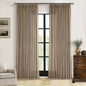 Pleated Linen Curtains 96 Inches Long for Living Room 2 Panel Set Semi Sheer Light Filtering Pinch Pleat with Rings Hooks Drapes Boho Farmhouse Rustic Light Brown Tan Latte Curtain Bedroom Window