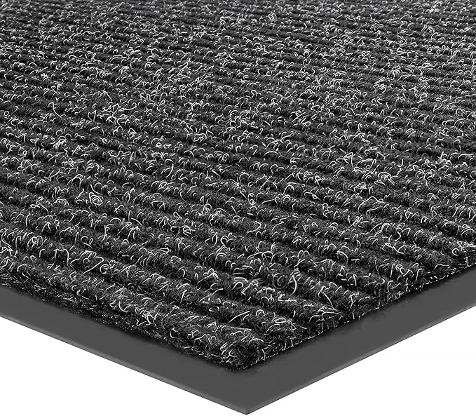 Front Door Mat, Heavy Duty Indoor Outdoor Doormat for Entryway, 48" x 36" Low Profile Outdoor Mats for Home Entrance, Stain and Fade Resistant Welcome Mat for High Traffic Area, Black