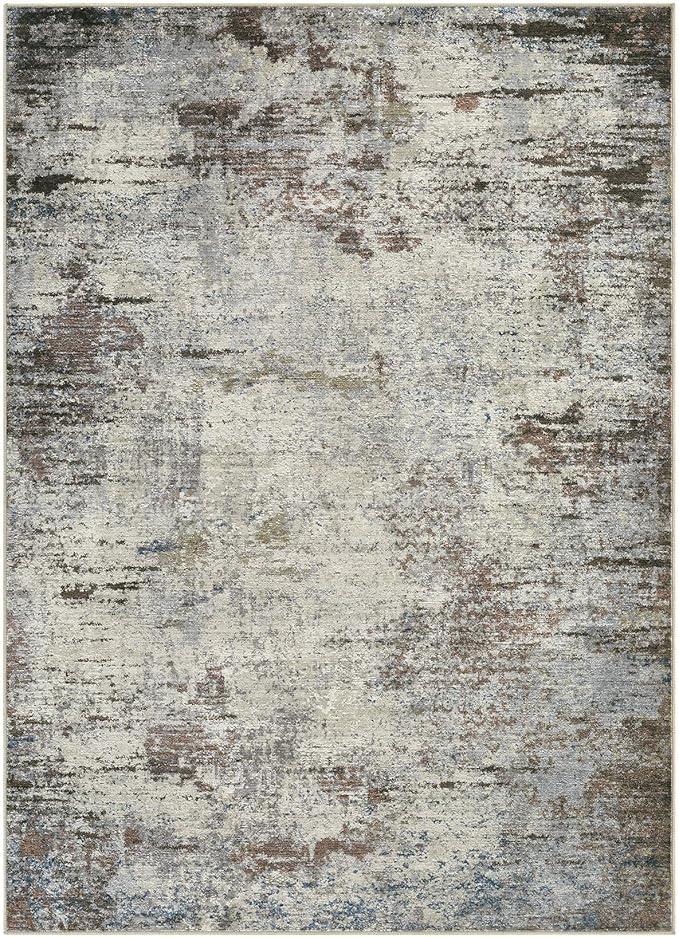 Area Rug Living Room Rugs - 10x12 Washable Large Soft Indoor Neutral Modern Abstract Low Pile Rug Carpet for Bedroom Dining Room Farmhouse Home Office - Brown Rust