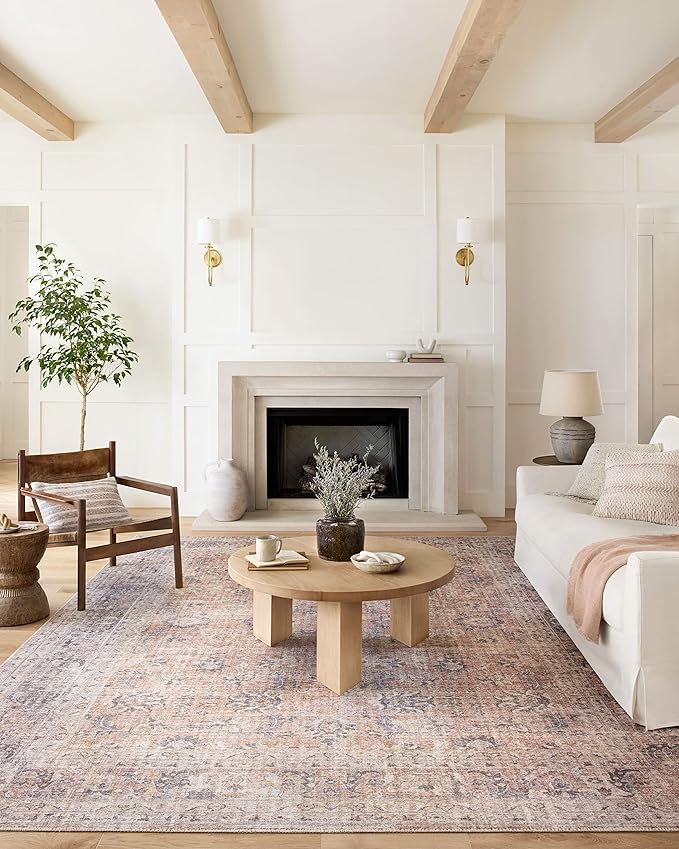 Loloi Skye Collection SKY-01 Blush/Grey 7' x 9' Oval Area Rug