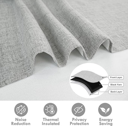 DriftAway Double Layer Linen Blackout Tie Up Curtains Thermal Insulated Fully Lined Balloon Roman Shade Bathroom Window Adjustable Rod Pocket for Small Window 25 Inch by 47 Inch Gray