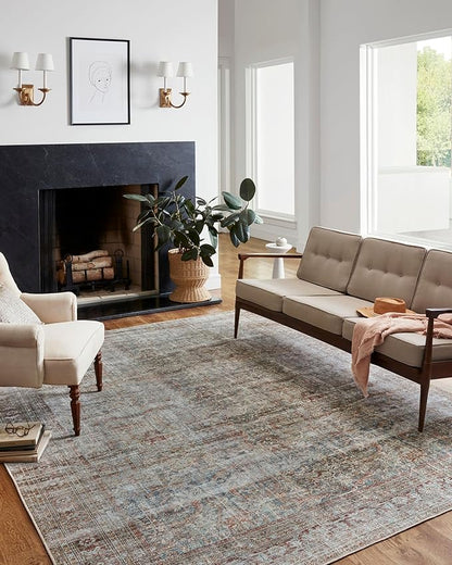 Loloi Chris Loves Julia Jules Collection JUL-05 Lagoon/Brick 8'-6'' x 11'-6'', .13" Pile Height, Area Rug