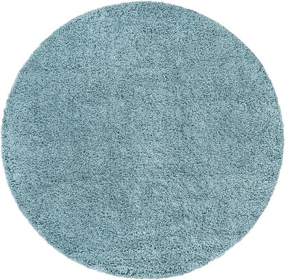 Unique Loom Solid Shag Collection Area Rug (7' 1" Round Light Slate Blue)