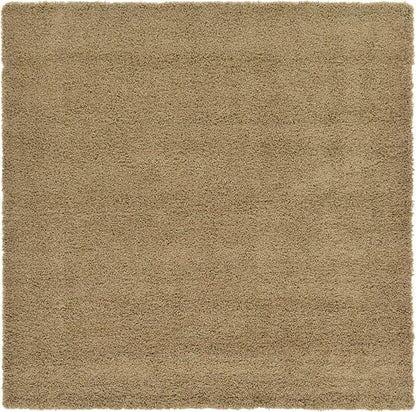 Unique Loom Solid Shag Collection Area Rug (7' 10" Square, Sandy Brown)